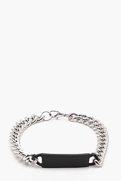 Boohoo Silver And Black Id Bracelet