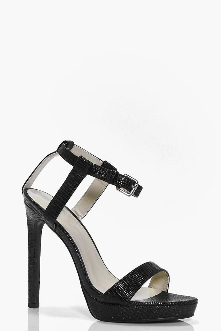 Boohoo Rose Ankle Strap Platform Heels Black