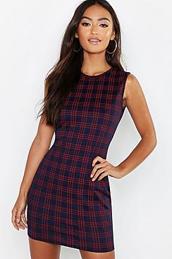Boohoo Petite Check Shift Dress
