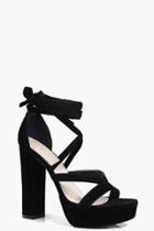 Boohoo Betsy Platform Wrap Strap Black