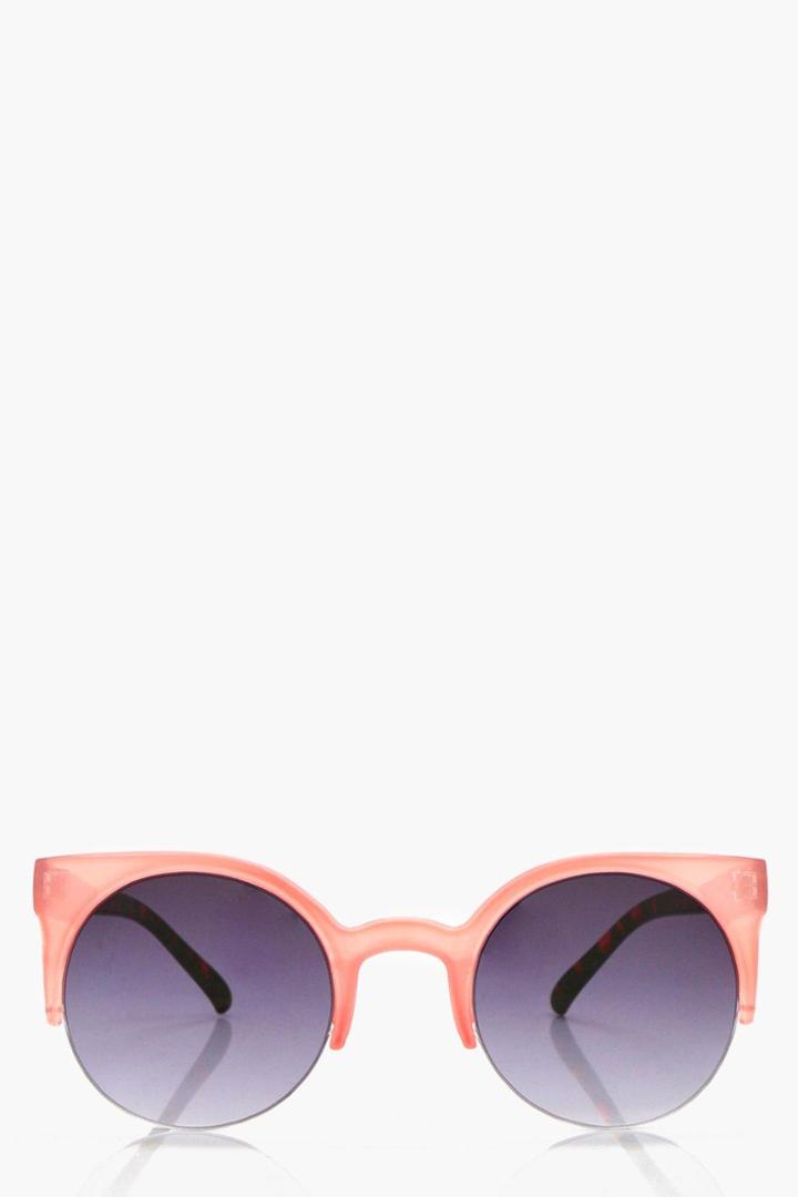 Boohoo Sophie Pink Contrast Frame Round Sunglasses Pink