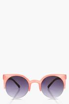 Boohoo Sophie Pink Contrast Frame Round Sunglasses Pink