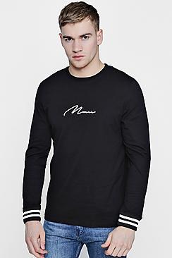 Boohoo Long Sleeve Man Signature T-shirt With Sports Cuff