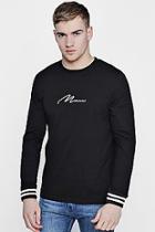 Boohoo Long Sleeve Man Signature T-shirt With Sports Cuff
