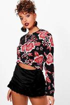Boohoo Bex Twist Front Woven Blouse
