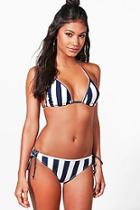 Boohoo Orlando Nautical Stripe Triangle Bikini