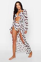 Boohoo Cow Print Maxi Beach Kimono