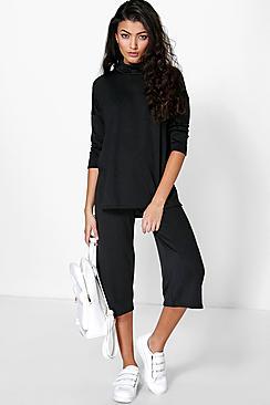 Boohoo Kirsty Side Split Jumper & Culotte Co-ord Set