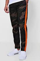 Boohoo Camo Trousers With Orange Side Panel