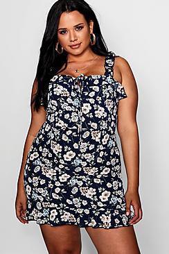 Boohoo Plus Julia Frill Strap Mini Dress