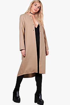Boohoo Freya Eyelet Detail Wool Look Coat