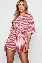 Boohoo Plus Stripe Twist Front Romper