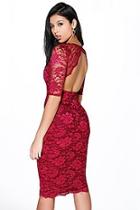 Boohoo Eve Lace Scallop Open Back Midi Dress