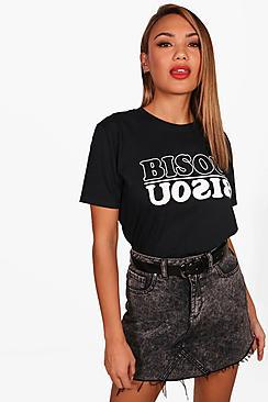 Boohoo Hollie Biscous Slogan Tee