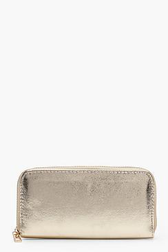 Boohoo Yasmin Metallic Ziparound Purse