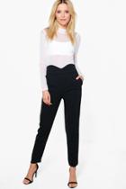 Boohoo Bex High Waist Slim Fit Crepe Trousers Black