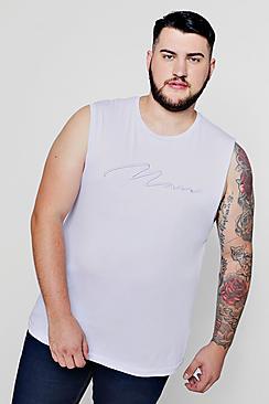 Boohoo Big And Tall Embroidered Sleeveless T-shirt