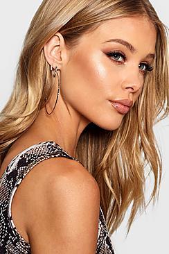 Boohoo Lucy Ridged Edge Hoop Earrings