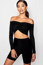 Boohoo Georgina Ruched Front Rib Knit Crop