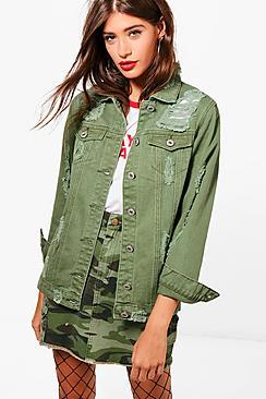 Boohoo Lucy Longline Distressed Jacket