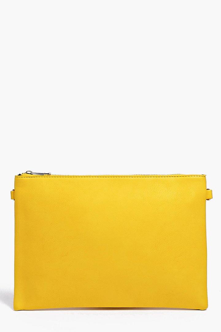 Boohoo Molly Zip Top Clutch Bag Yellow