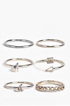 Boohoo Anna Mixed Fine Ring Pack Multi