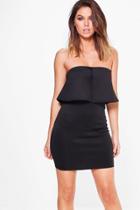 Boohoo Arielle Notch Detail Off Shoulder Bodycon Dress Black