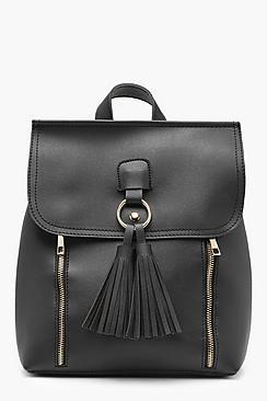 Boohoo Quinn Ring Tassel Detail Rucksack