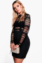 Boohoo Plus Nina Crochet Lace Bodycon Dress Black