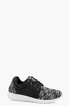 Boohoo Freya Jersey Lace Up Sports Trainer