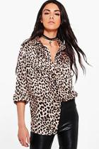 Boohoo Betty Silky Leopard Print Shirt