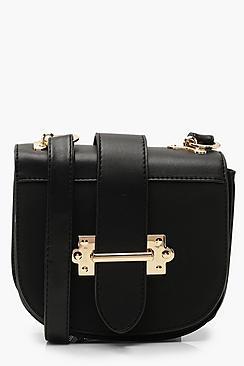 Boohoo Metal Bar Detail Saddle Crossd Bag