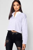 Boohoo Ally Contrast Collar Crop Rugby Top