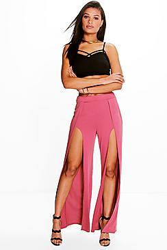 Boohoo Oliva Split Front Soft Crepe Trousers