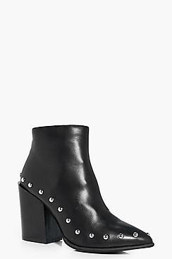 Boohoo Katie Studded Trim Pointed Ankle Boot