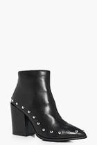 Boohoo Katie Studded Trim Pointed Ankle Boot