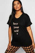Boohoo Plus Love Yourself Slogan T-shirt