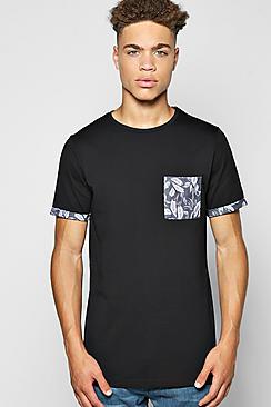 Boohoo Pocket Print T Shirt With Turn Up Cuff