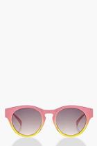 Boohoo Pink Contrast Frame Round Sunglasses