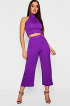 Boohoo Crop High Neck Top + Culotte Co-ord