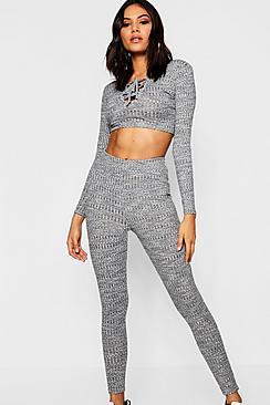 Boohoo Tie Up Front Lounge Set