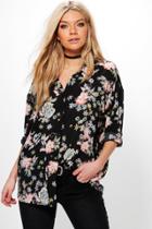 Boohoo Heather Oversized Printed Shirt Multi