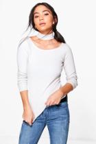 Boohoo Eloise Choker Style Jumper Grey