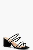 Boohoo Extra Wide Fit Clear Strap Block Heel Mules