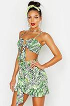 Boohoo Leopard Palm Wrap Mini Skirt