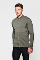 Boohoo Muscle Fit Long Sleeve Grandad Jersey Shirt