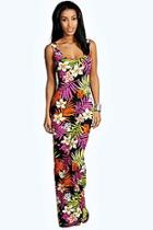 Boohoo Lilly Tropical Scoop Neck Maxi Dress
