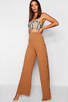 Boohoo Tall Horn Button Detail Wide Leg Pants