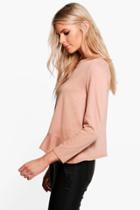 Boohoo Faye Frill Hem Top Nude