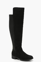 Boohoo Extra Wide Fit Elastic Back Flat Over The Knee Boots